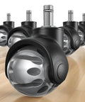 Universal Fit 2 Inch Rubber Office Chair Wheels Replacement Set Of 5 for Carpet and Hardwood Floors, heavy duty casters