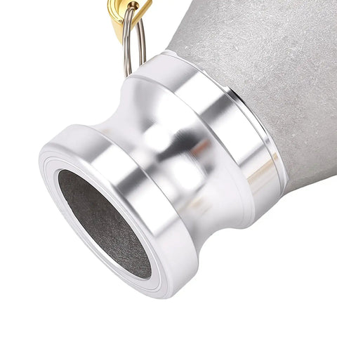 Built Like A Tank Type Da Camlock Reducer Fitting With Rugged Aluminum Hose Adapter Coupler close-up view showing durable metallic finish.