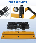 Differential Housing Case Spreader components in black and yellow shown with screws for Dana 30, 44, 60, 70, 80 series.