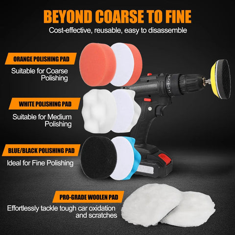 Dope 136 Pieces 3 Inch Sanding Disc Polishing Kit For Wet Or Dry Use Headlight Restoration Buffing Pads with drill attachment.