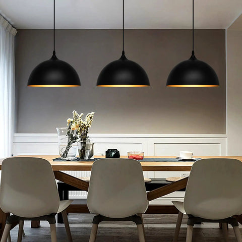 Industrial Pendant Lights 11.8 Inch Black Dome Fixtures With Adjustable Vintage Hanging Lamps Over Dining Table