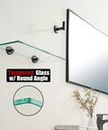 Oil Rubbed Bronze Bathroom Glass Shelf, 16 By 5 Inches, 8mm Tempered Glass With 304 Stainless Steel Wall Mount above sink