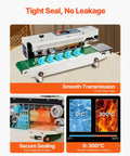 Heavy Duty Continuous Horizontal Bag Sealer Machine With Digital Temp Control And Air Blow Function For Quick Plastic Packaging Grinds showing tight seal and temperature control.