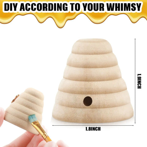 10 Pack Unfinished Wood Beehive Decor Mini Beehives For DIY Paintable Honeycomb Farmhouse Tiered Tray And Garden Decor 1.8 x 1.9 Inch Small Craft Models
