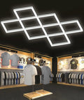 8 Hex Diamond LED Garage Light Ultra Bright 20400 Lumens 6500K Natural White installed in a retail store ceiling