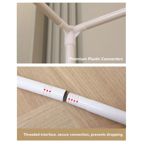 Heavy Duty White Canopy Bed Frame Posts For Twin Size Beds With Sturdy Metal Corner Brackets For A Major Bedroom Glow Up And Smooth Installation That Truly Takes Care Of Business - Close-up of premium plastic connectors and threaded interface.