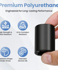 Heavy Duty Screw Drive Coupler 4 Pack Replacement Parts For Garage Door Openers Compatible With LiftMaster, Chamberlain, And Craftsman Industrial Strength Construction For Long Lasting, Reliable Performance black polyurethane coupler held by hand