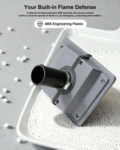 Hassle Free Hvac Wall Penetration Cover Kit With Soft Seal Gasket showcasing a flame-retardant ABS panel and pipe attachment.