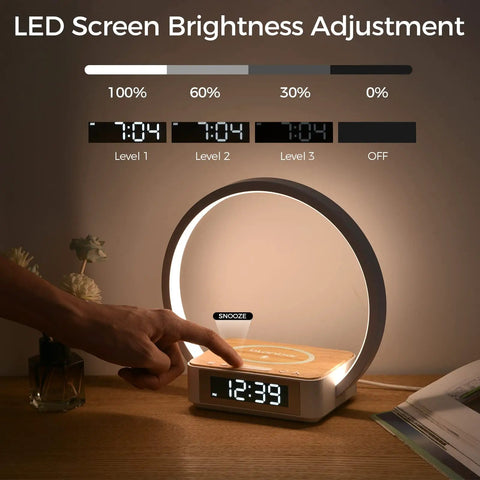 Bedside Lamp With Qi Wireless Charging Pad And Touch Dimmer LED Desk Reading Lamp With Three Color Modes Eye Caring Light