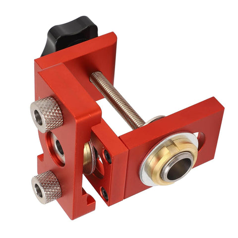3 In 1 Pocket Hole Jig Kit With Aluminum Alloy Construction And Precise Engraved Scale For Woodworking Furniture Assembly Diy Projects And Cabinet Making, red aluminum frame close-up