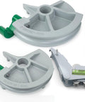 Greenlee And Current Emt Bender Shoe Plus Roller Set For 1.5 Inch And 2 Inch Conduit with gray steel bender shoe and roller.
