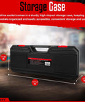 Closed black storage case for 11 Piece Torque Wrench Set With Half Inch, Three Eighths Inch And Quarter Inch Drives.