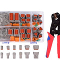 174 Pcs DT Deutsch Connector Kit With Pro Grade Ratcheting Wire Crimp Tool, 12 Sets 2 3 4 6 8 12 Pin Connectors, 75 Pairs Stamped Terminals
