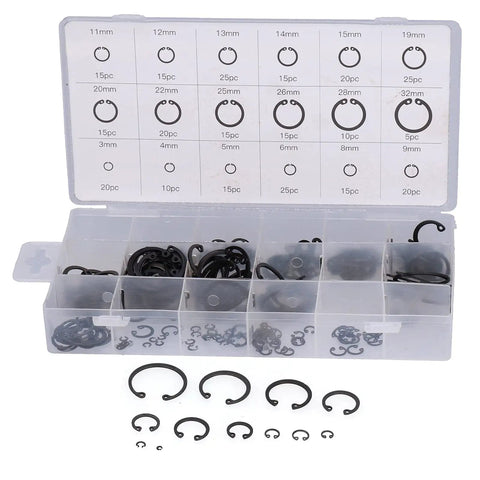 Alloy Steel Snap Ring Kit 300 Piece Universal Retaining Clamp Ring Set For Automotive Repairs And Home Projects Durable And Flexible