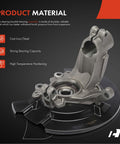 Front Right Steering Knuckle And Wheel Bearing Hub Assembly For Ford Escape 2013-2019 Passenger Side Beefed-Up Heavy Duty Suspension Upgrade With Dust Shield Included Easy Install Replacement Part, made of durable cast iron/steel with high temperature hardening, showcasing strength and reliability.