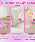 3 In 1 Kids Vacuum Toy With Gentle Realistic Suction For Toddlers, Role Play Housekeeping STEM Educational Toy, Pink Color Usage