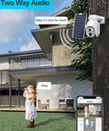 4G LTE Solar Powered Wireless Cellular Security Camera with two-way audio, mounted outdoors, monitoring a child in a yard.