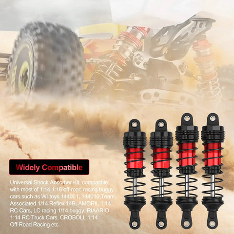WLtoys 4 Pack RC Oiled Shocks Absorber Set For 1/12 1/14 1/16 Off Road Buggy Cars Fits 144001 124019 124018 MJX SCY HBX