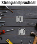 Heavy Duty Folding Hinges Set Of Five Stainless Steel Detachable For Truck Trunk Compartments And Exterior Doors Industrial Grade Hardware With Screws Included, two hinges with screws