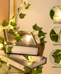 33 Ft Ivy Garland With 100 LED Fairy Lights For Home Decor Living Room And Bedroom Wall Art Aesthetic Office Lighting Wedding Party
