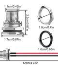 Dimensions of 2 Pack Rugged M12 2 Pin Male Connector Cable A-Coded IP67 Waterproof Aviation Connector with Bare Wire 12 Cm