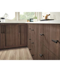 Kitchen cabinets with Riverside 12 Inch Center To Center Cabinet Pull Handle In Grace Collection Finish installed