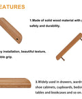 Solid Wood Cabinet Handles 5 Inch, 4 Pack Drawer And Wardrobe Pulls For Furniture And Cabinetry, detailed features with wooden texture.