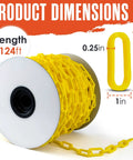 Yellow Plastic Chain Safety Barrier 124 Feet With 2 Inch Links Lightweight UV Protected for crowd control on reel