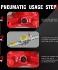 Instructions for Big Red 20 Ton Low Profile Pneumatic Bottle Jack Heavy Duty Air Powered Hydraulic Lift showing usage steps.