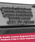Custom Self Inking Signature Stamp Personalized With Your Favorite Fonts And Rich Ink Colors Serves Up Hassle Free Branding For Work Or Play Designed As A Top Shelf Game Changer showing detailed engraved text.