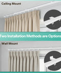 Retractable Ceiling Curtain Track Kit 11 To 12 Foot Aluminum White Rod System With Adjustable Length Includes Track Connectors Rollers stainless hooks shown ceiling and wall mount options