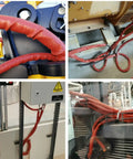 Heavy Duty Pro Grade Fire Sleeve Heat Shield Thermo Armor For Automotive Hose Lines And Electrical Wiring Silicone Coated Fiberglass Black 5 Feet Long Durable Insulation That Protects Wires And Hoses From Heat Stress seen in use on machinery.