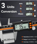 Rechargeable Digital Caliper 6 Inch 150 mm Stainless Steel With IP54 Protection displaying measurements on LCD