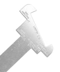 Close-up of the 9 Inch Aluminum Shellfish Gauge With Clip Rugged Lightweight Measuring Tool for Abalone Lobster Clam Sea Fishing