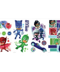 PJ Masks Peel and Stick Wall Decals Set for Kids Rooms, 13 Repositionable Removable Wall Stickers Ranging from 3x3 to 8.5x17 Inches