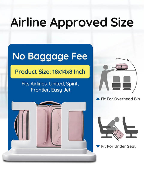Under Seat Personal Item Bag For Travel TSA Approved 18x14x8 Inches With Water Bottle Pocket And Shoe Compartment Fits 15.6-Inch Laptop Pink