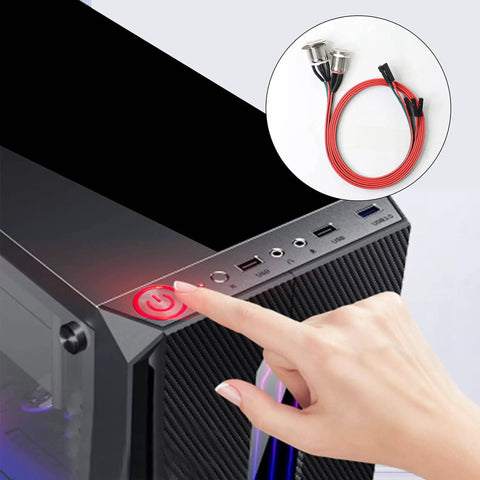 Metal Button Chassis Switch For DIY PC Case LED Power Button With 60cm Cable And 12mm Button Diameter ATX On Off Replacement showing installation