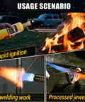 Triple Flame Turbo Torch Head With High Output Heat for Welding Brazing and Soldering 25590 BTU 2372F 1300C Heavy Duty Gas Nozzle in use