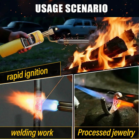 Triple Flame Turbo Torch Head With High Output Heat for Welding Brazing and Soldering 25590 BTU 2372F 1300C Heavy Duty Gas Nozzle in use