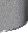 Close-up of wire mesh face shield window texture, aluminum-bound, 8x15.5x0.02 inches, ideal for welding, black color.
