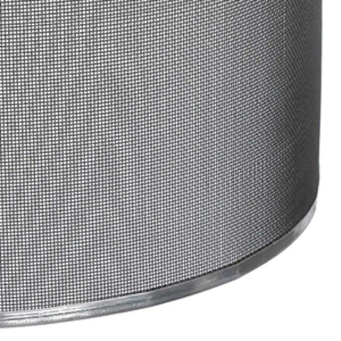 Close-up of wire mesh face shield window texture, aluminum-bound, 8x15.5x0.02 inches, ideal for welding, black color.