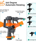 3 Pack Pulsating Sprinklers With Metal Spike 360 Degree Adjustable Rotating Impact Sprinkler diagram for easy setup