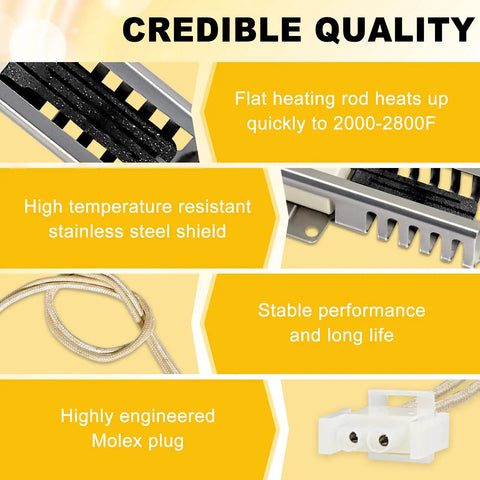 Flat Oven Igniter Replacement For Samsung Gas Range Oven DG94 00520A with bake and broil ceramic wire nuts, brackets plug