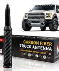 Premium Anodized Carbon Fiber 50 Cal Bullet Antenna For Ford F150 F250 Truck delivers sharp radio reception with a slick black exterior.