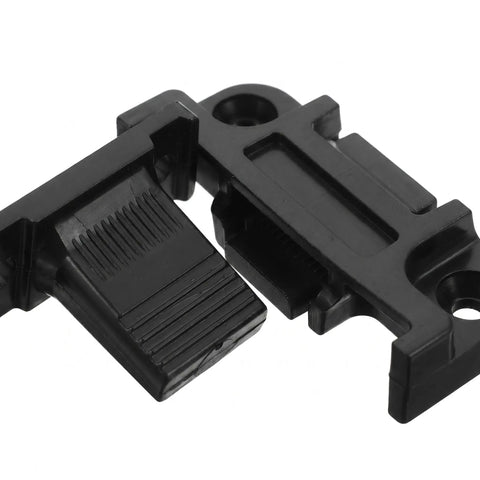 Push On Quick Fitting Furniture Panel Clips 12 Pcs one hand connectors close-up view black plastic material