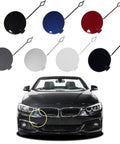 BMW 4 Series M-Sport Front Bumper Tow Hook Cover Towing Eye Cap For F32 F33 F36 418i 420i 425i 2014 2015 2016 2017 2018 2019 Pearl White 51118061005 Easy Install shown in multiple colors above a car.
