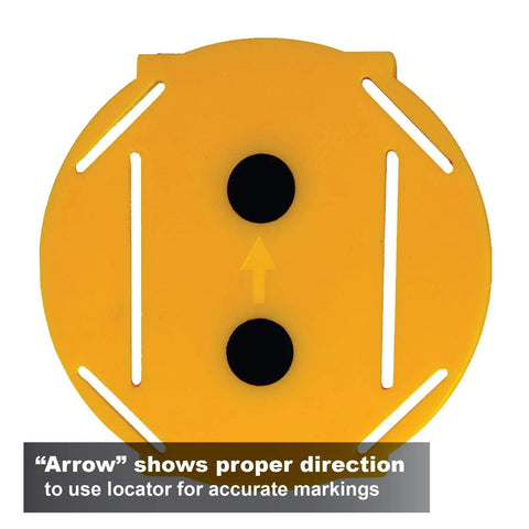 Drywall Cutout Locator Tool For Electrical Boxes, No Measuring Needed With Strong Rare-Earth Magnets, yellow tool with arrow