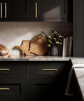 Top Shelf 5 Pack Solid Brass Cabinet Pulls 3 Inch Center-To-Hole Handles In Unlacquered Brass Finish For Drawers And Doors Installed