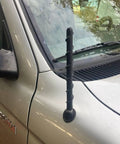 2 Pack Short Truck Antennas For Universal Fit On Ford F Series Ram Dodge Chevy Silverado GMC Sierra Toyota Tundra Tacoma Jeep Wrangler And More With Tire Valve Caps Included installed on truck