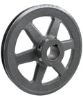 Heavy Duty Cast Iron V Belt Pulley For Electric Motors One And A Quarter Inch Bore Seven Point Seven Five Inch Outer Diameter One Groove Fits A AX B BX 4L 5L V Belts With Standard Keyseat, side view